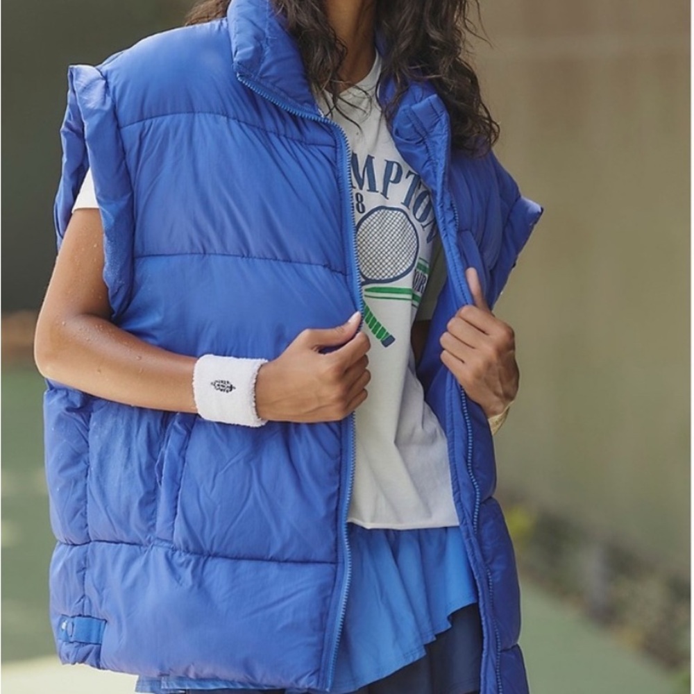 Free People Blue Puffer Vest | NWOT
